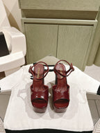 CHANEL HIGH SANDAL WINE RED CALFSKIN