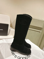 CHANEL HIGH BOOTS BLACK SUEDE CALFSKIN