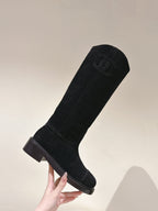 CHANEL HIGH BOOTS BLACK SUEDE CALFSKIN