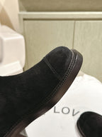 CHANEL SHORT BOOTS BLACK SUEDE CALFSKIN