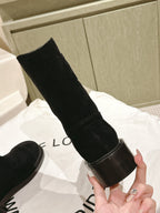 CHANEL SHORT BOOTS BLACK SUEDE CALFSKIN