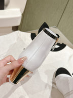 CHANEL SHORT BOOST WHITE PURE LAMBSKIN