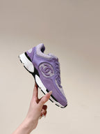 CHANEL TRAINERS IN LIGHT PURPLE SUEDE AND CALFSKIN