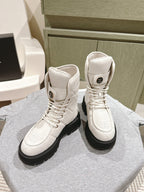 CHANEL MARTIN BOOTS IN WHITE EMBROIDERED CALFSKIN