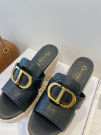 DIOR MONTAIGNE WEDGE SLIDE 95MM IN BLACK CALFSKIN