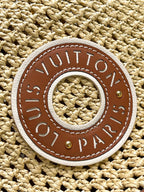 LOUIS VUITTON NOÉ PURSE 24 IN BEIGE CROCHETED RAFFIA AND BROWN CALFSKIN TRIM