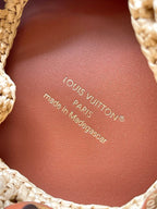 LOUIS VUITTON NOÉ PURSE 24 IN BEIGE CROCHETED RAFFIA AND BROWN CALFSKIN TRIM