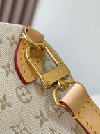 LOUIS VUITTON SPEEDY BANDOULIÈRE 20 IN WHITE MONOGRAM JACQUARD AND BEIGE CALFSKIN TRIM