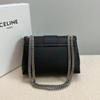 CELINE MEDIUM VICTOIRE BAG 25 IN BLACK SUPPLE CALFSKIN SILVER HARDWARE