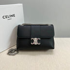 CELINE MEDIUM VICTOIRE BAG 25 IN BLACK SUPPLE CALFSKIN SILVER HARDWARE