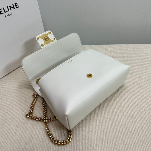 CELINE MEDIUM VICTOIRE BAG 25 IN WHITE SUPPLE CALFSKIN GOLD HARDWARE