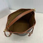 CELINE CLARA BAG 24 IN BLACK TRIOMPHE CANVAS AND BROWN CALFSKIN TRIM