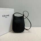 CELINE PHONE POUCH HELOISE 19 IN BLACK SUPPLE CALFSKIN