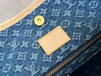LOUIS VUITTON LV 25S CARRYALL 39 IN BLUE DENIM MONOGRAM LEATHER TRIM