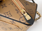 LOUIS VUITTON LV 25S JUST IN CASE 14 IN BROWN MONOGRAM CANVAS LEATHER TRIM BLACK