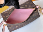 LOUIS VUITTON BLOOM POUCH 22 IN BROWN MONOGRAM CANVAS AND PASTEL PINK CALFSKIN SIDES