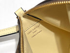 LOUIS VUITTON BLOOM POUCH 22 IN BROWN MONOGRAM CANVAS AND PASTEL YELLOW CALFSKIN SIDES