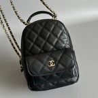 CHANEL MINI 18 BACKPACK BLACK CAVIAR LIGHT GOLD HARDWARE