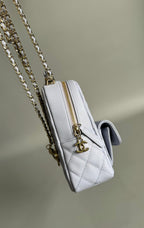 CHANEL MINI 18 BACKPACK WHITE CAVIAR LIGHT GOLD HARDWARE
