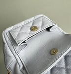 CHANEL MINI 18 BACKPACK WHITE CAVIAR LIGHT GOLD HARDWARE