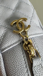 CHANEL MINI 18 BACKPACK WHITE CAVIAR LIGHT GOLD HARDWARE
