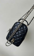 CHANEL MINI 18 BACKPACK BLACK LAMBSKIN LIGHT GOLD HARDWARE