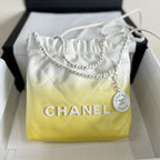 CHANEL HOBO MINI 20CM YELLOW WHITE LAMBSKIN