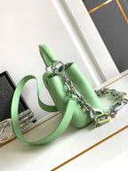 LOUIS VUITTON CAPUCINES MINI 21 IN LIGHT GREEN TAURILLON SILVER HARDWARE