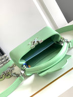 LOUIS VUITTON CAPUCINES MINI 21 IN LIGHT GREEN TAURILLON SILVER HARDWARE