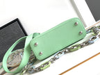 LOUIS VUITTON CAPUCINES MINI 21 IN LIGHT GREEN TAURILLON SILVER HARDWARE