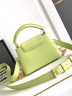LOUIS VUITTON CAPUCINES MINI 21 IN PEAR GREEN TAURILLON GOLD HARDWARE