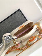 LOUIS VUITTON CAPUCINES MINI 21 IN PEARL WHITE TAURILLON GOLD HARDWARE