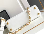 LOUIS VUITTON CAPUCINES BB 27 IN WHITE MIX PINK AND BEIGE TAURILLON GOLD HARDWARE