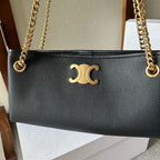 CELINE NEWSPAPER TRIOMPHE SOFT 31 BLACK IN CALFSKIN