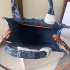 CELINE SMALL CABAS THAIS 25 IN BAYOUX BLUE TRIOMPHE DENIM AND BRONZE BROWN CALFSKIN