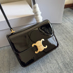 CELINE TEEN GARANCE BAG 18 IN BLACK PATENT CALFSKIN