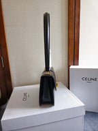 CELINE JOSEPHINE BAG 18.5 IN BLACK PATENT CALFSKIN