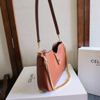 CELINE 25S SHOULDER CAMILLE 16 SOFT 27MM IN BROWN CALFSKIN GOLD HARDWARE