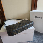 CELINE 25S TINA SHOULDER BAG 25MM IN BLACK TRIOMPHE CALFSKIN