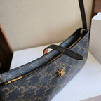 CELINE 25S TINA SHOULDER BAG 25MM IN BLACK TRIOMPHE CALFSKIN