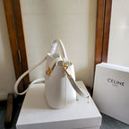 CELINE 25S LOUISE BAG 19MM IN WHITE CALFSKIN GOLD HARDWARE