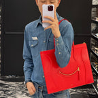 CELINE 25S FLAT CABAS NEW LUGGAGE 44MM IN RED GLOSSY CALFSKIN