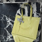 CELINE 25S FLAT CABAS NEW LUGGAGE 44MM IN PASTEL YELLOW GLOSSY CALFSKIN