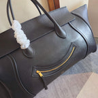 CELINE 25S MEDIUM SMILING NEW LUGGAGE 44MM IN BLACK SUPPLE SHINY LAMBSKIN