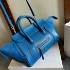 CELINE 25S NEW LUGGAGE 36MM IN DARK BLUE CALFSKIN GOLD HARDWARE