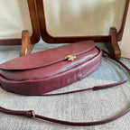 CELINE 25S HALFMOON SOFT TRIOMPHE BAG 46MM IN SYRAH RED SUPPLE SHINY LAMBSKIN