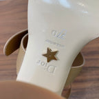 DIOR THREE-STRAP HIGH-HEELED EMBROIDERED SANDALS CAMEL BROWN