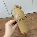 DIOR THREE-STRAP HIGH-HEELED EMBROIDERED SANDALS CAMEL BROWN