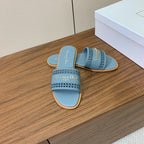 DIOR DWAY CERULEAN BLUE CALFSKIN AND GOLD LOGO
