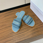 DIOR DWAY CERULEAN BLUE CALFSKIN AND GOLD LOGO